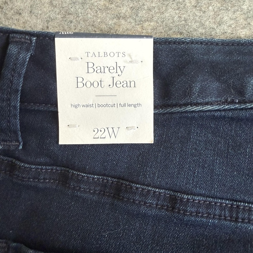 Talbots Barely Boot Jeans Womens 22W Blue High Waist Bootcut Dark Wash Denim